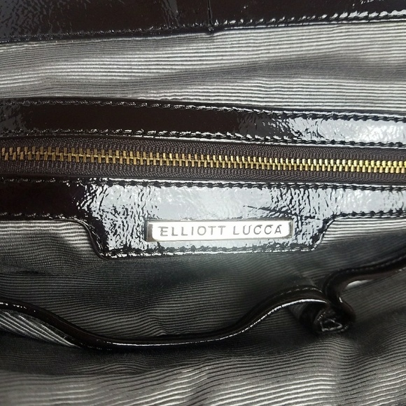 Elliott Lucca brown quilted patent leather satchel - Picture 4 of 11